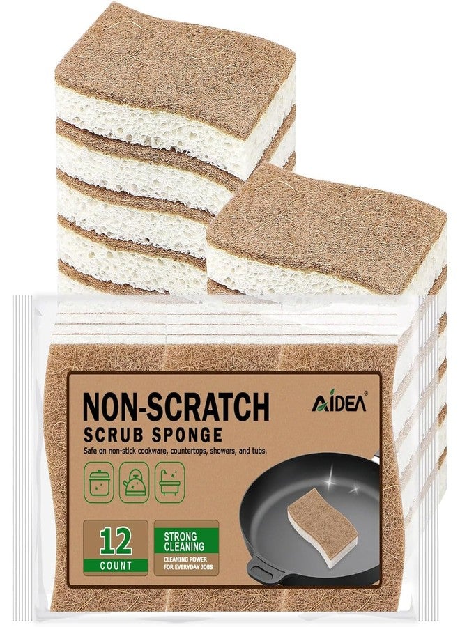 AIDEA Sponges Non Scratch, 12Count, Natural Sponge for Non Stick Cookware, Sponges Kitchen, Cellulose Scrub Sponge for Dishes, Cleaning Power for Kitchen, Bathroom, Household - Image 1